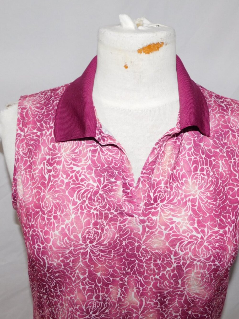 Nancy Lopez Purple White Floral Sleeveless V Neck Golf Polo Shirt Womens M - Picture 4 of 11